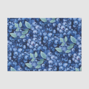 Papier Mousseline Élégantes myrtilles à l'aquarelle bleue