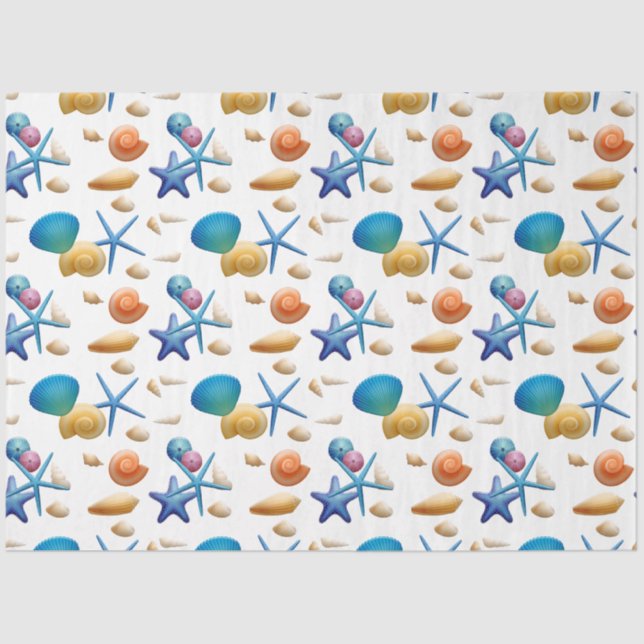 Papier Mousseline Éléments Lg de découpage des coquillages océanique (Recto)