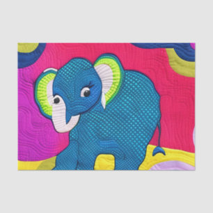 Papier Mousseline Eléphant Bébé Bleu Cute - Design Quilt