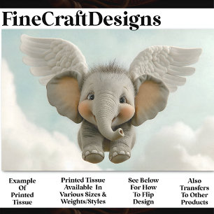 Papier Mousseline Eléphant Bébé doux avec ailes AV4 Découpage
