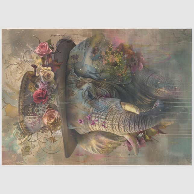 Papier Mousseline Eléphant couleur (Recto)