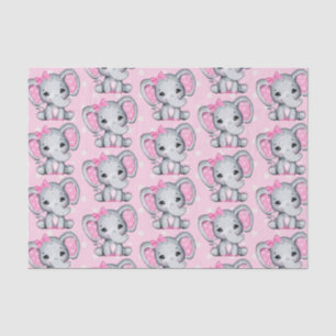 Papier Mousseline Eléphant de bébé rose mignon avec oreilles Poka Do