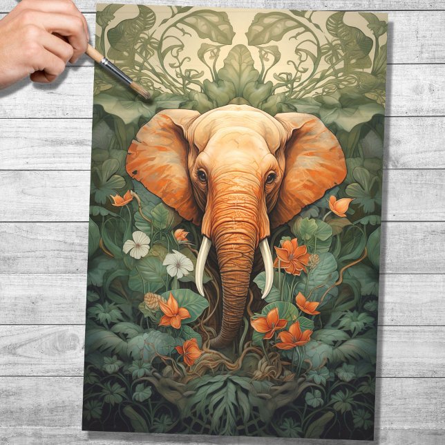 Papier Mousseline Eléphant En Feuillage 1 Papier Découpage (Créateur téléchargé)
