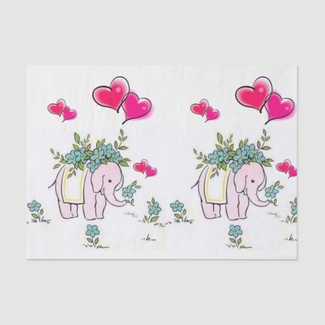 Papier Mousseline Eléphant en papier de tissus (Recto)