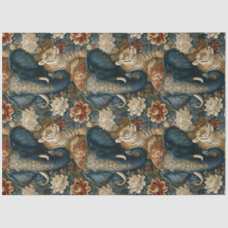 Papier Mousseline Eléphant Indien Tigre Botanique Jungle Decoupage