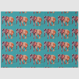 Papier Mousseline Eléphant multicolore coloré sur Arrière - plan Tur