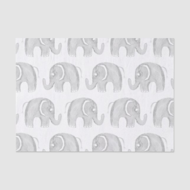 Papier Mousseline Éléphant peint à la main d'aquarelle moderne de (Recto)