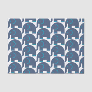 Papier Mousseline Eléphants bleus