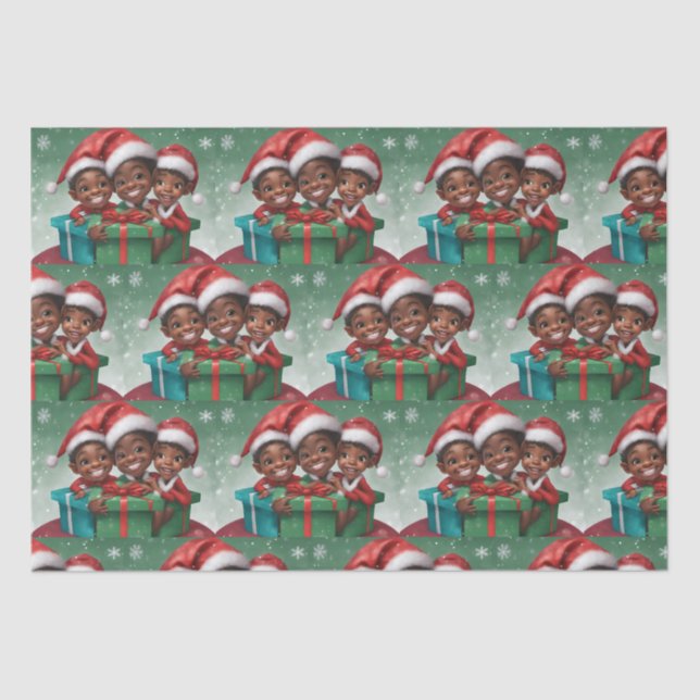Papier Mousseline Elfe de Noël afro-américain (Recto)