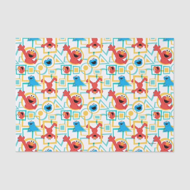 Papier Mousseline Elmo & Cookie Monster Fun Shapes Motif (Recto)