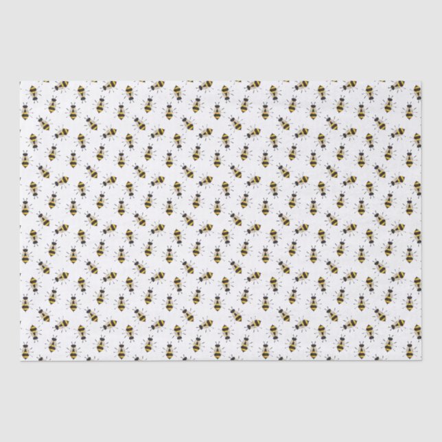Papier Mousseline Emballage Cadeau Rustique Illustré Bumble Bee (Recto)