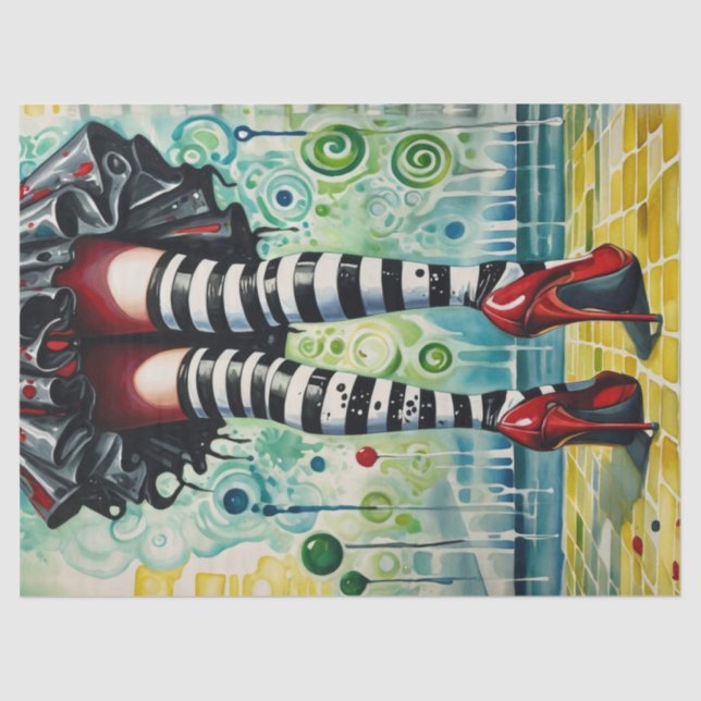 Papier Mousseline Emerald City Skyline Witch - Ruby Heels - Stocking (Recto)