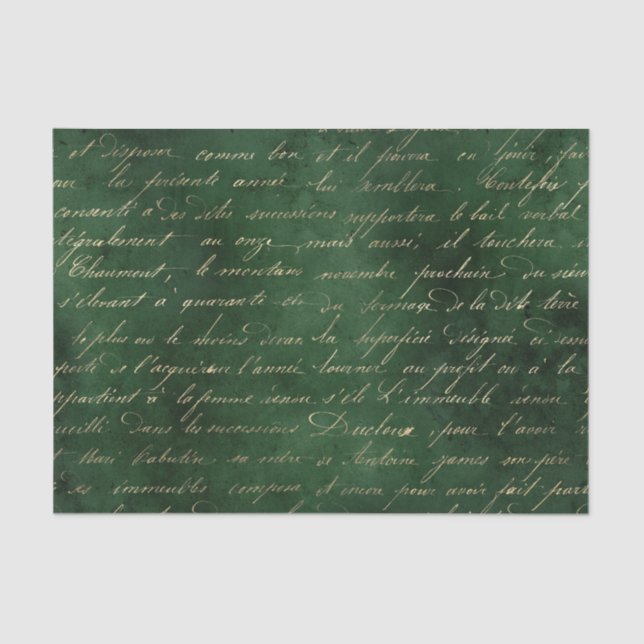Papier Mousseline Emerald Green Grunge Calligraphie Vintage (Recto)