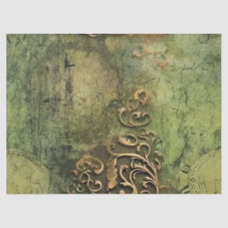 Papier Mousseline Émeraude Green Rustic Steampunk Horloge (11)