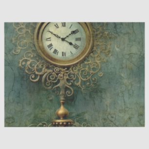Papier Mousseline Émeraude Green Rustic Steampunk Horloge (2)