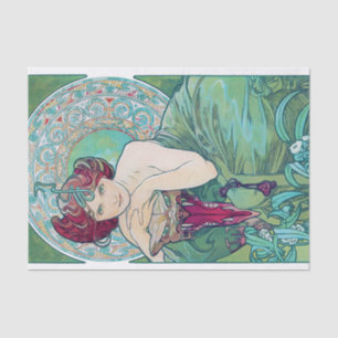 Papier Mousseline Emeraude (Quatre bijoux), Alphonse Mucha
