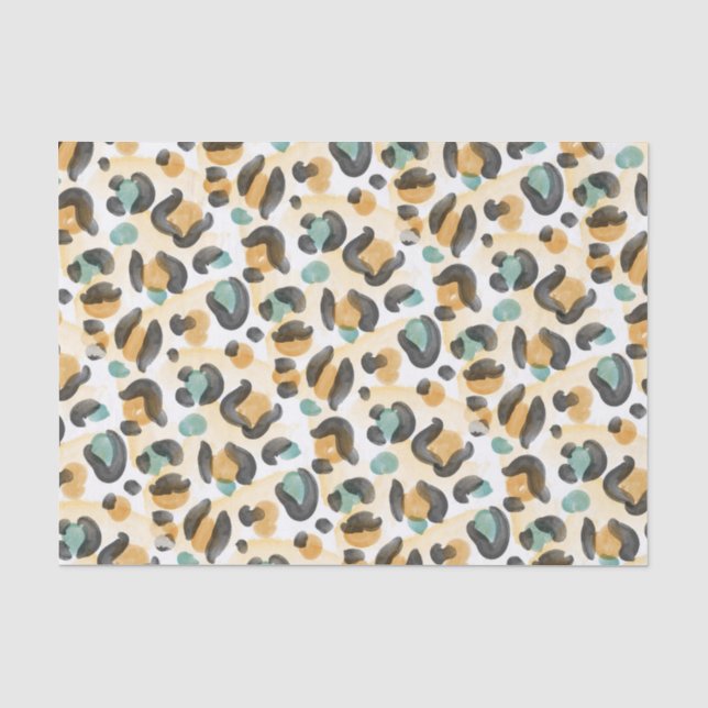 Papier Mousseline Empreinte de léopard animal aquarelle (Recto)
