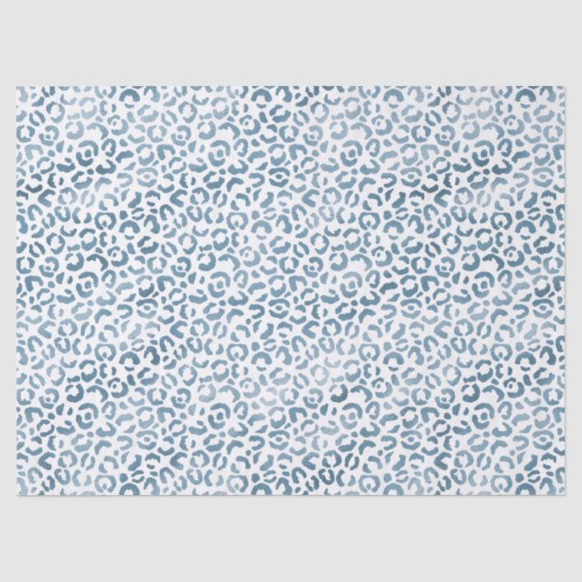 Papier Mousseline Empreinte de léopard Aqua Blue Navy (Recto)