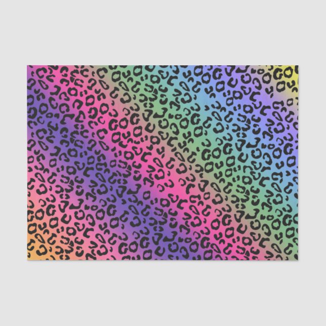 Papier Mousseline Empreinte de léopard arc-en-ciel - lissage lisse (Recto)