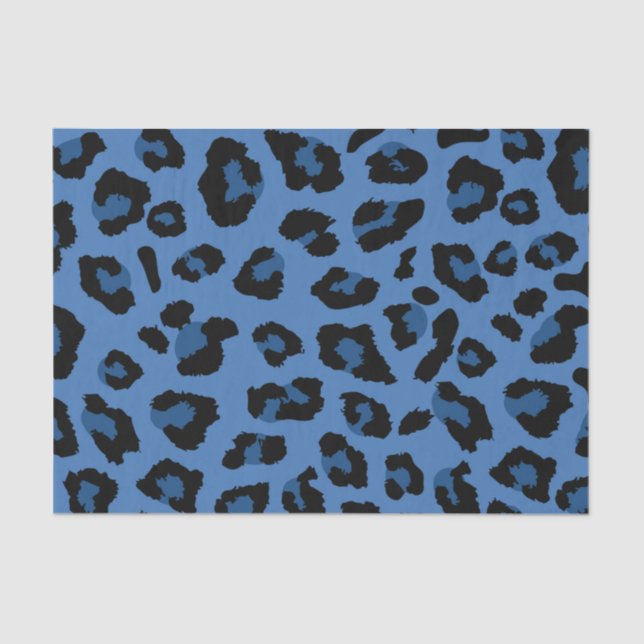 Papier Mousseline Empreinte de léopard bleu (Recto)