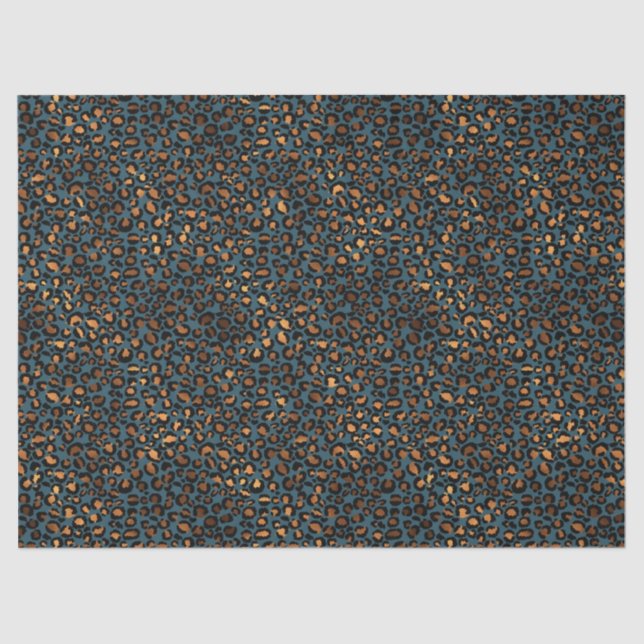 Papier Mousseline Empreinte de léopard de bronze bleu (Recto)