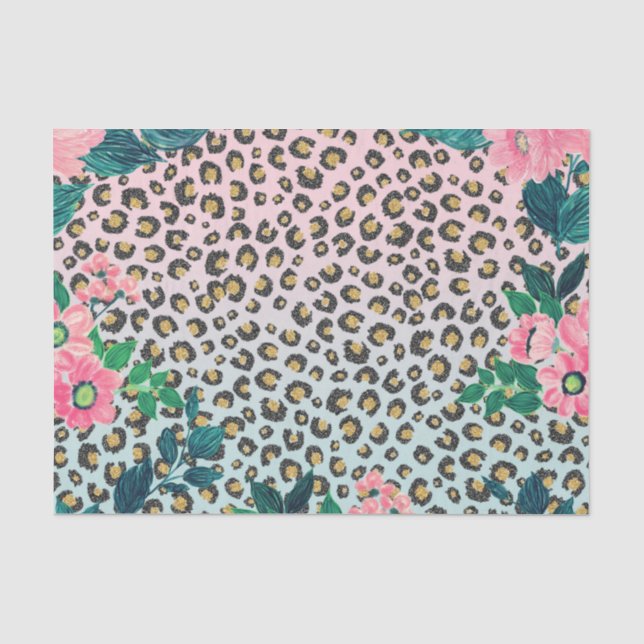 Papier Mousseline Empreinte de léopard de Parties scintillant floral (Recto)