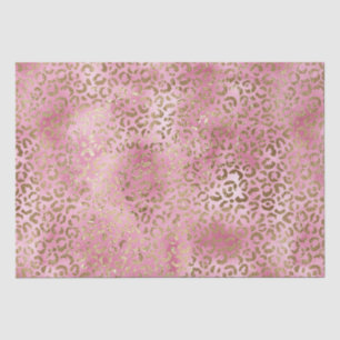 Papier Mousseline Empreinte de léopard d'or Girly Pink