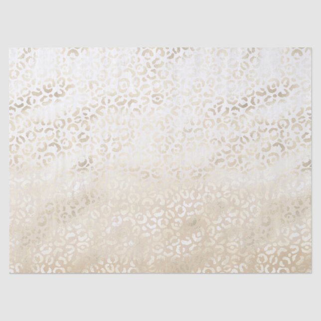 Papier Mousseline Empreinte de léopard d'or Khaki crème d'eau beige (Recto)