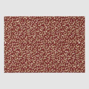 Papier Mousseline Empreinte de léopard d'or Parties scintillant Red 