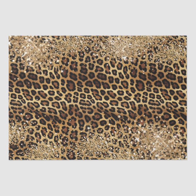 Papier Mousseline Empreinte de léopard Gold Glitzy Parties scintilla (Recto)