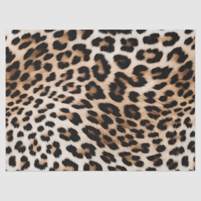 Papier Mousseline Empreinte de léopard noir crème (Recto)