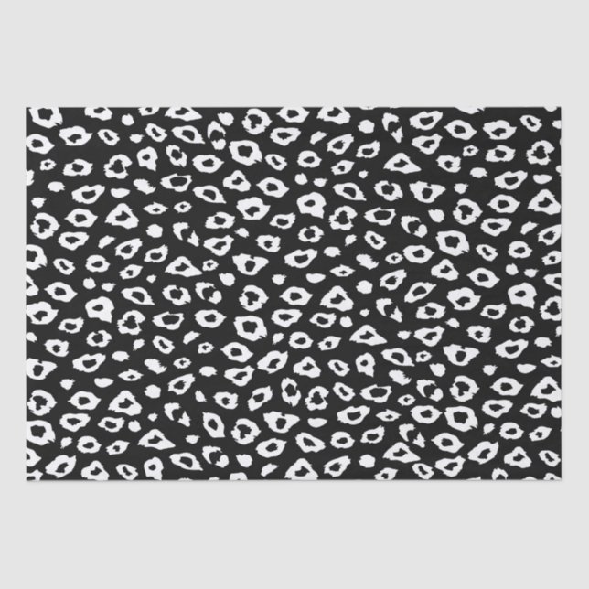 Papier Mousseline Empreinte de léopard noir et blanc (Recto)