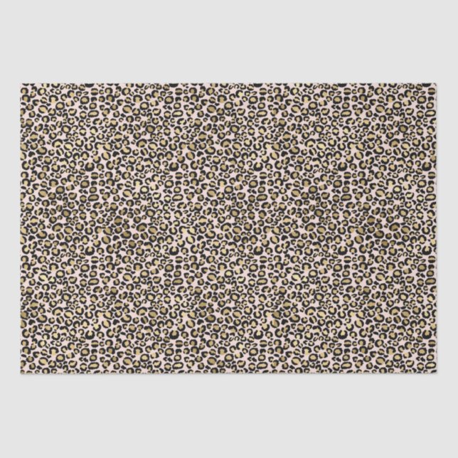 Papier Mousseline Empreinte de léopard or rose Blush (Recto)