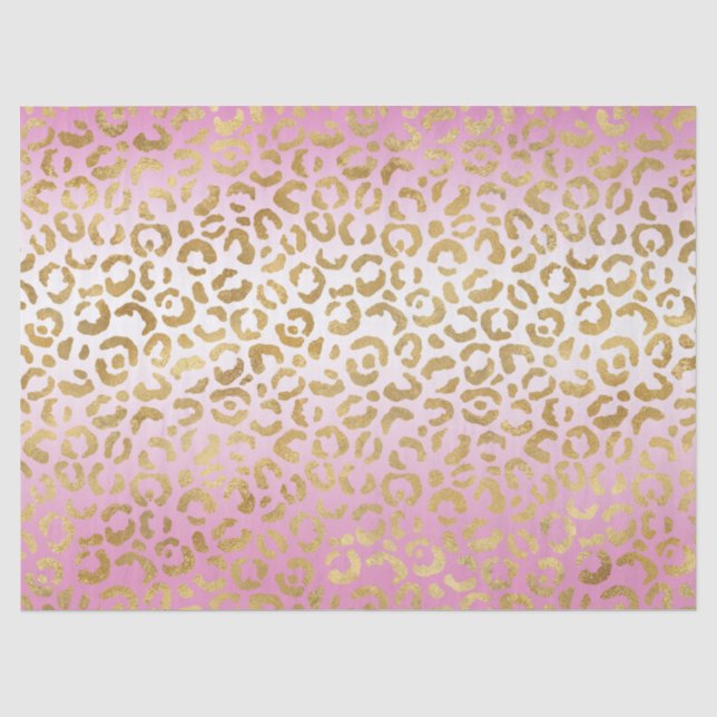 Papier Mousseline Empreinte de léopard or rose Ombre      (Recto)