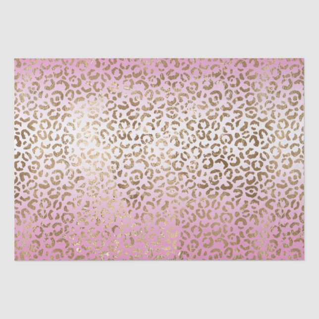 Papier Mousseline Empreinte de léopard or rose Ombre (Recto)
