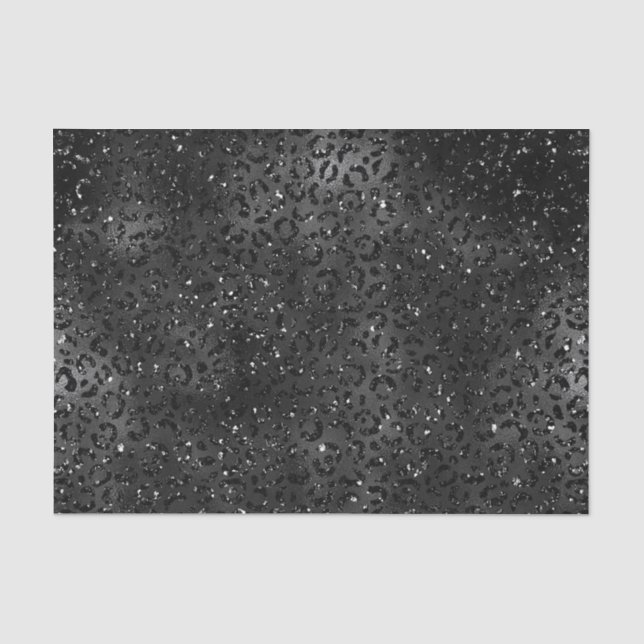 Papier Mousseline Empreinte de léopard Parties scintillant Black Fau (Recto)
