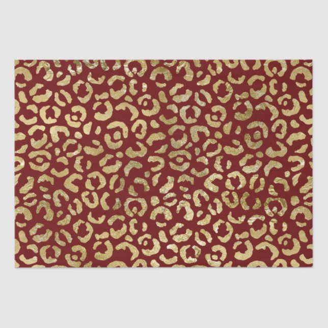 Papier Mousseline Empreinte de léopard Red Gold Glam (Recto)