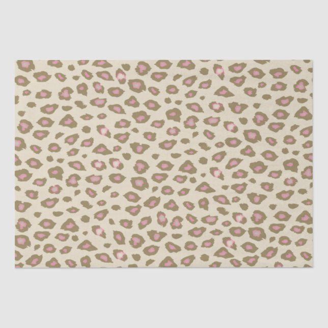 Papier Mousseline Empreinte de léopard rose et crème (Recto)