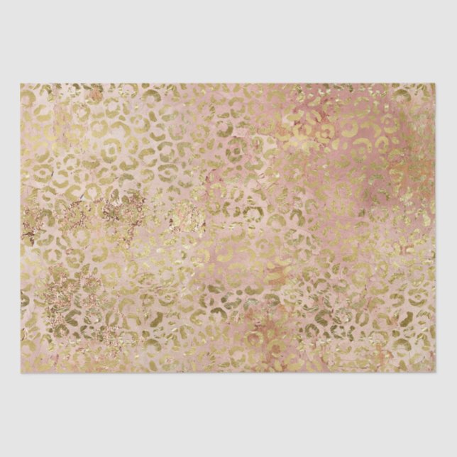 Papier Mousseline Empreinte de léopard rose Gold (Recto)