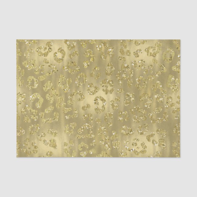 Papier Mousseline Empreinte de léopard scintillant d'or (Recto)