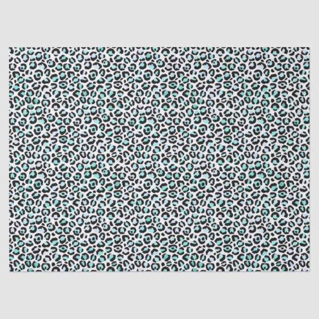 Papier Mousseline Empreinte de léopard vert sur la page Découpage bl (Recto)