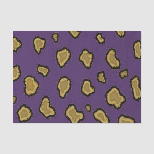 Papier Mousseline Empreinte de léopard violet et or (Recto)