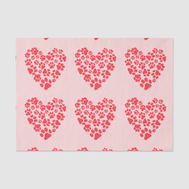 Papier Mousseline Empreinte de patte de chien Coeurs de Saint-Valent (Recto)