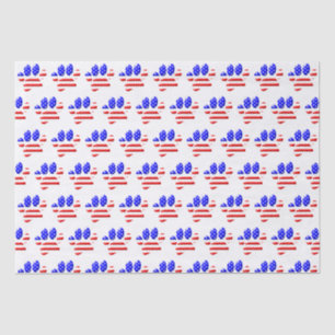Papier Mousseline Empreinte de patte de chien Drapeau américain