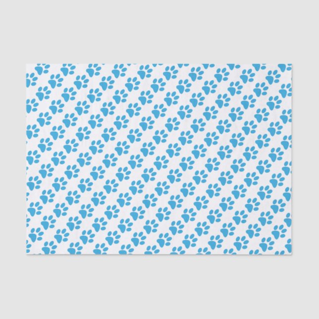 Papier Mousseline Empreintes de pattes bleus (Recto)