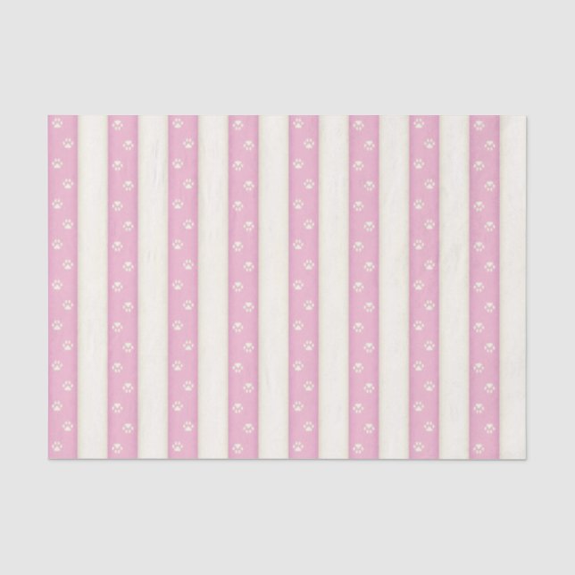 Papier Mousseline Empreintes de pattes de chats sur Pink & Antique W (Recto)