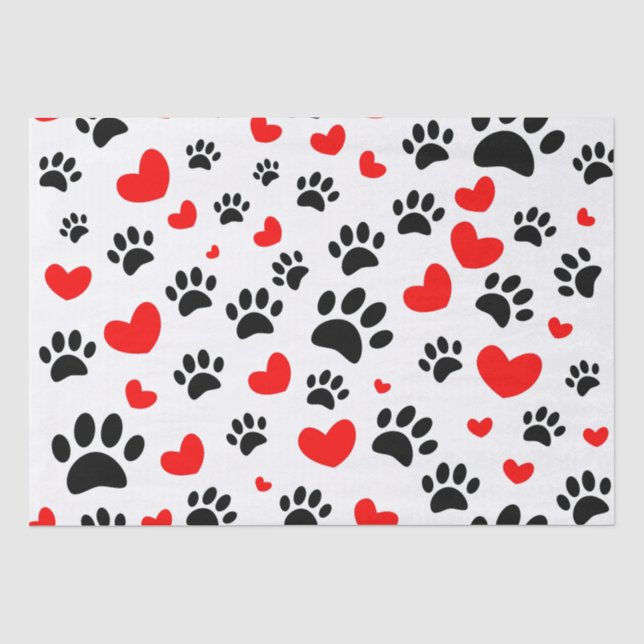 Papier Mousseline Empreintes de pattes De Chien De Cartoon Random Et (Recto)