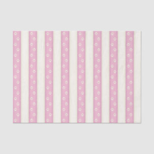 Papier Mousseline Empreintes de pattes de chien sur les bandes rose 