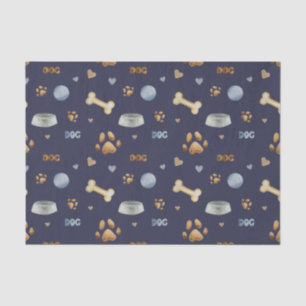 Papier Mousseline Empreintes de pattes de chiens et os mignons