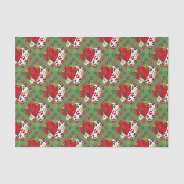 Papier Mousseline Empreintes de pattes de Noël avec le casquette de (Recto)